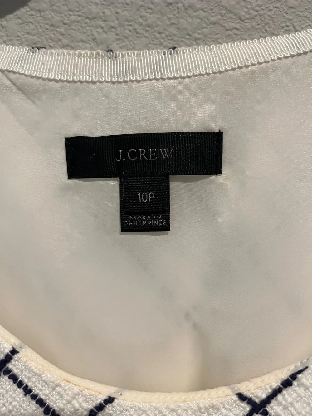 J. Crew White Dress with Black Windowpane Check
